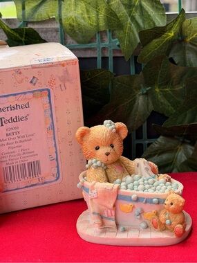 Cherished Teddies Betty Bear in Pink and Blue Bubble Bath Figurine